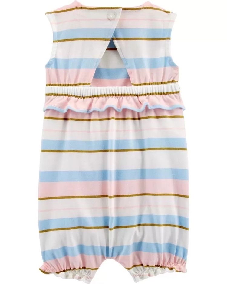 Romper Carters kẻ hồng trắng xanh