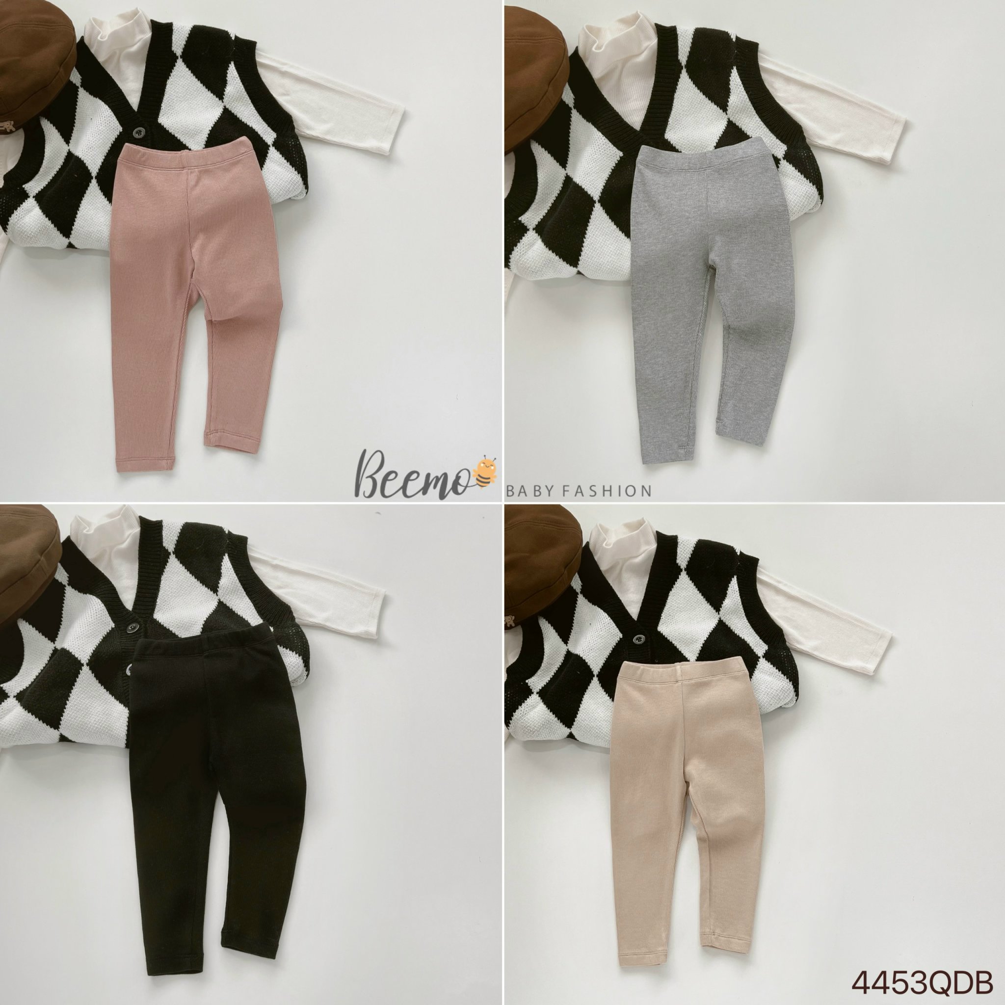 Quần legging thun tăm Beemo 4 màu size 80 - 130