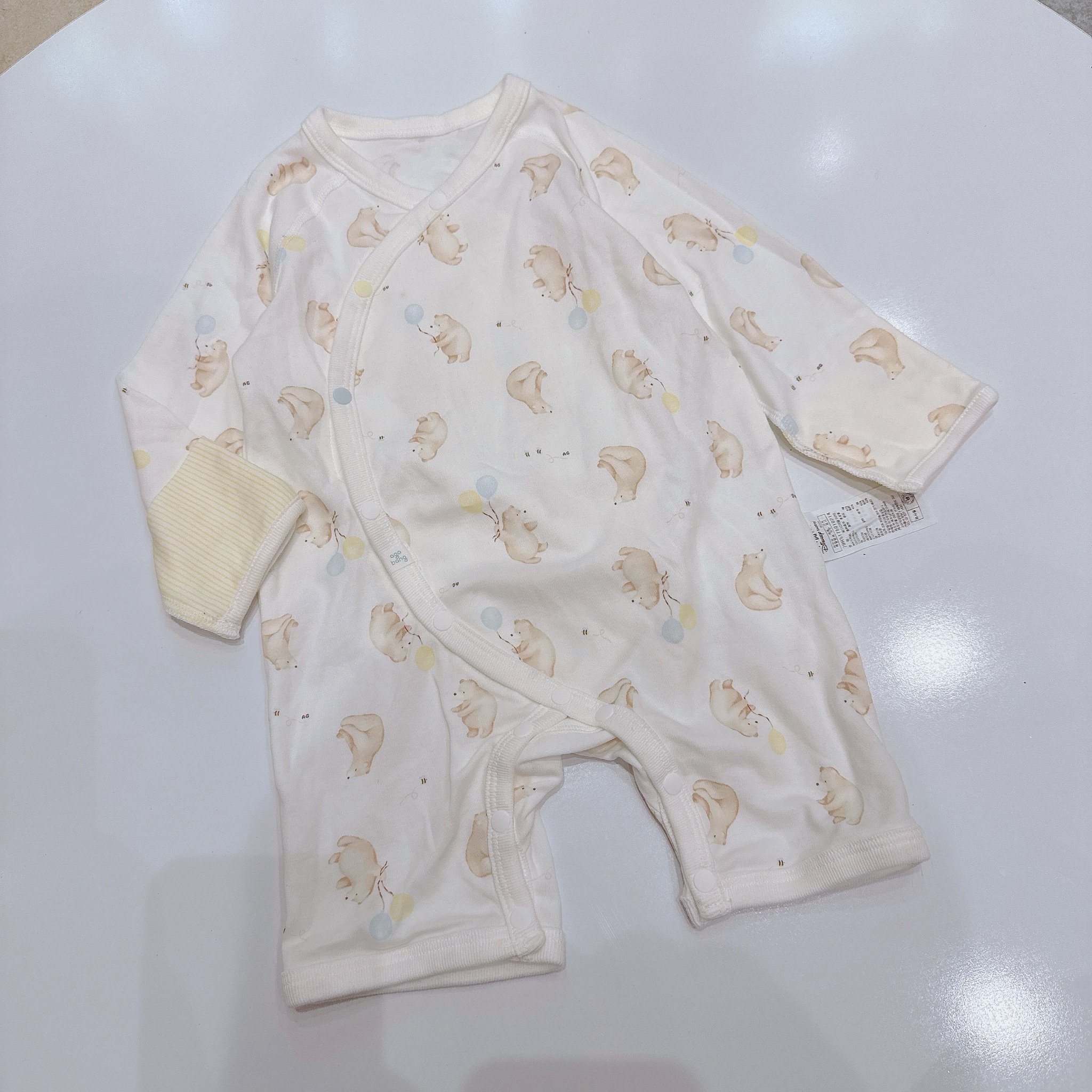 Body đùi cotton Agabang xuất Hàn dư xịn màu kem gấu bóng bay size 80