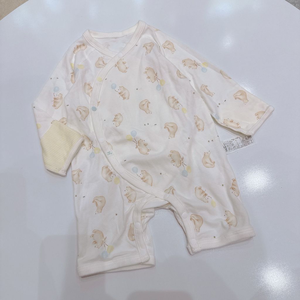 Body đùi cotton Agabang xuất Hàn dư xịn màu kem gấu bóng bay size 80