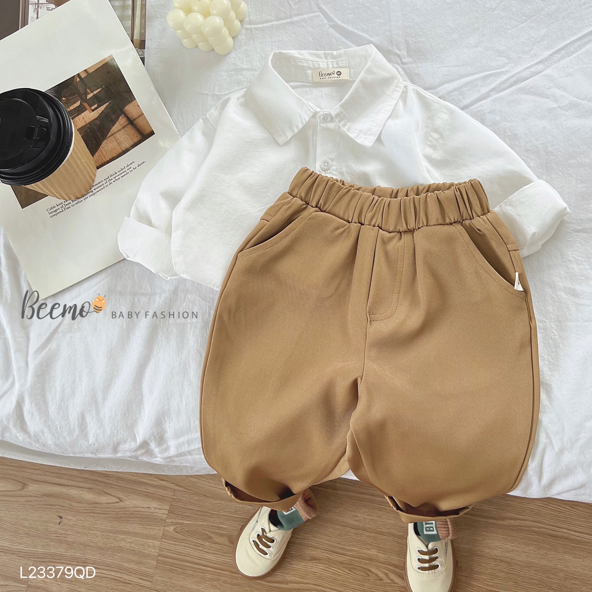 Quần baggy Beemo nắp túi sau 2 màu nâu / đen size 80 - 130