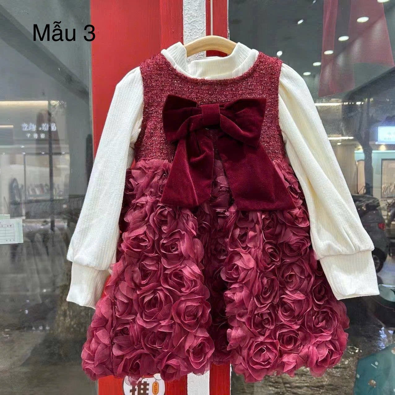 Set QC áo thun tăm + váy nhiều mẫu bé gái size 90-130