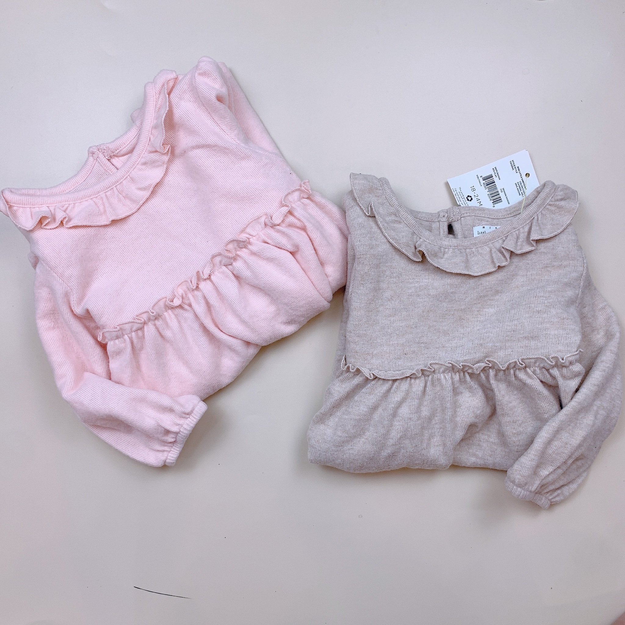 Váy len Little Earthling 2 màu hồng/nâu be size 1-6y