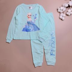 Bộ cotton dài tay HM xanh mint elsa