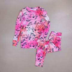 Bộ cotton gapkids màu hồng loang kem hình ngựa