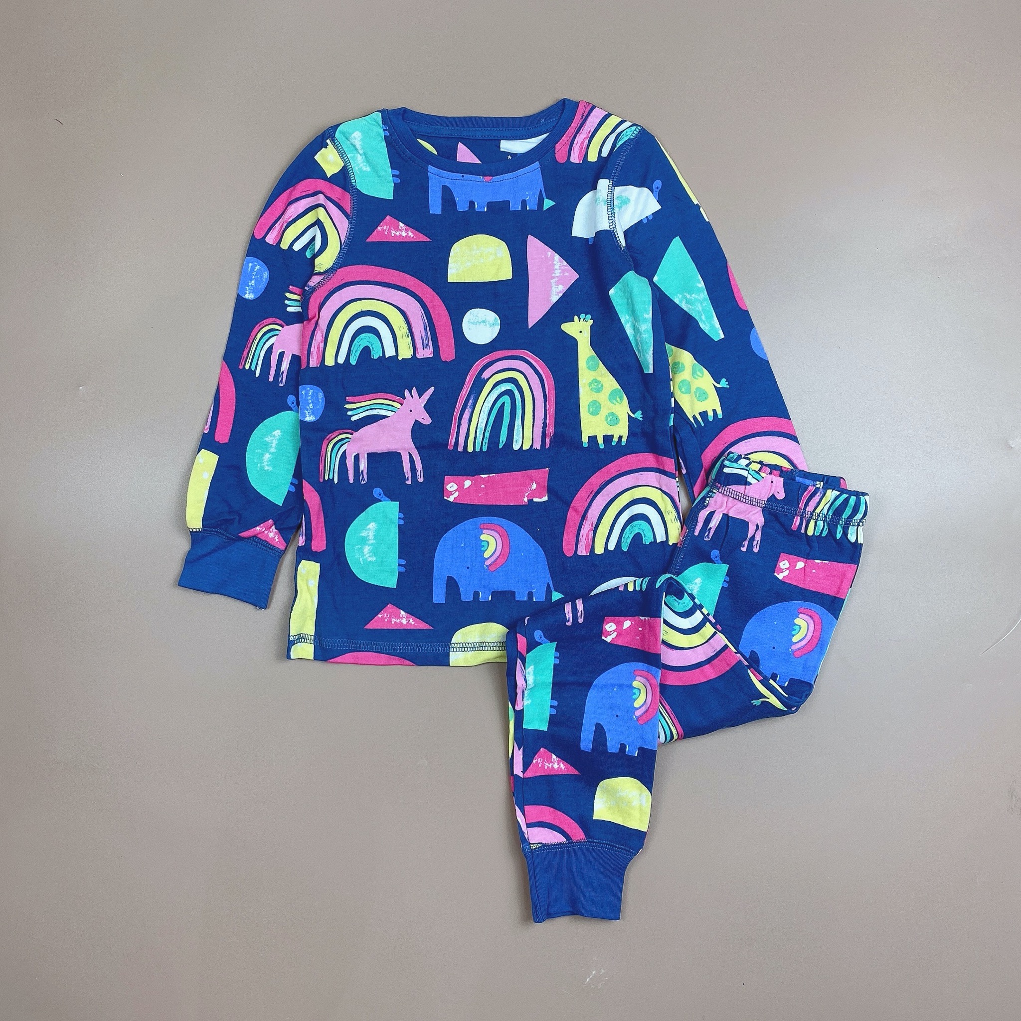 Bộ cotton Next TQXK màu navy hoạ tiết voi cầu vồng BG