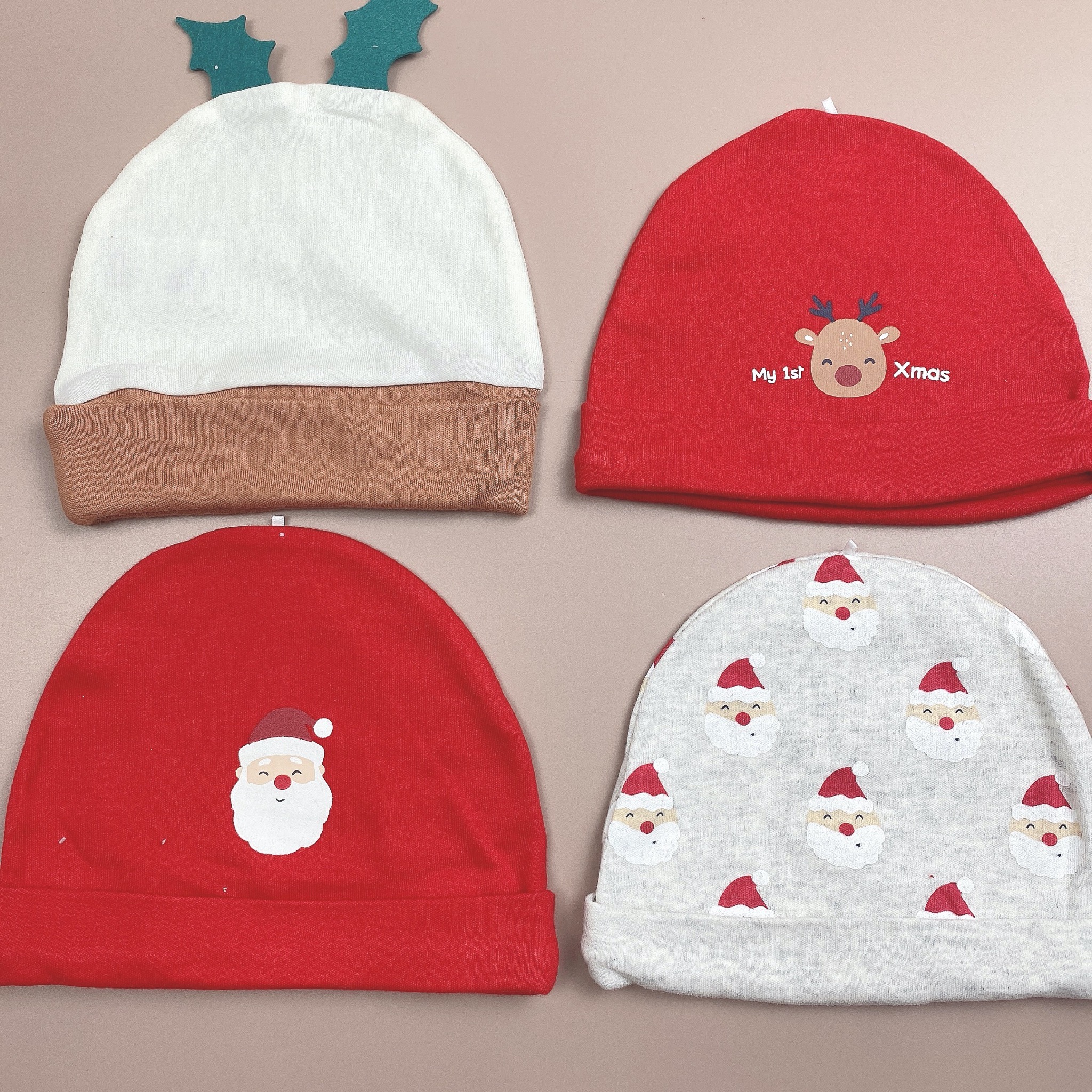 Mũ cotton sơ sinh C & A nhiều hình Noel