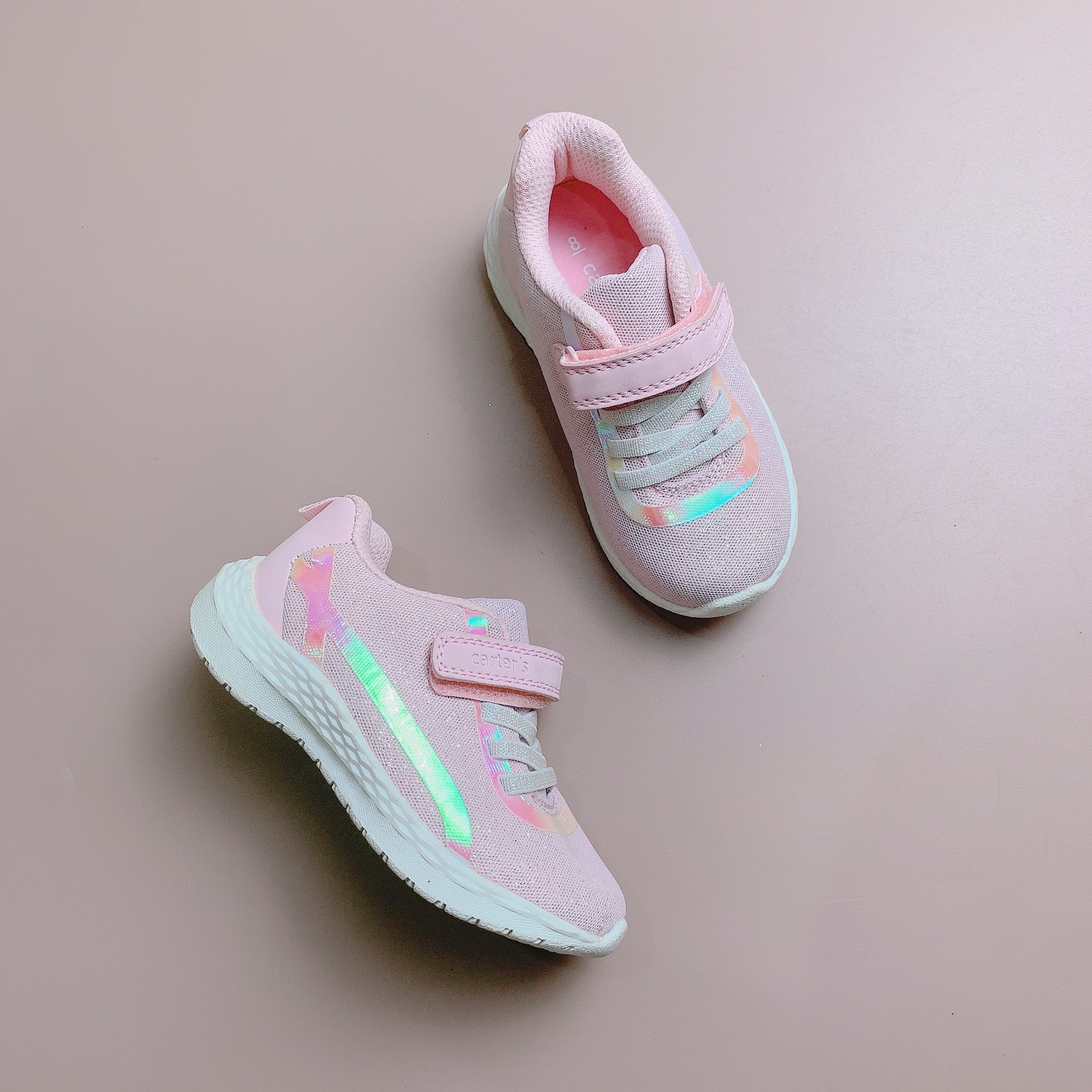 Giày thể thao carters gót phối da trơn hồng/ghi BG size 4-12us