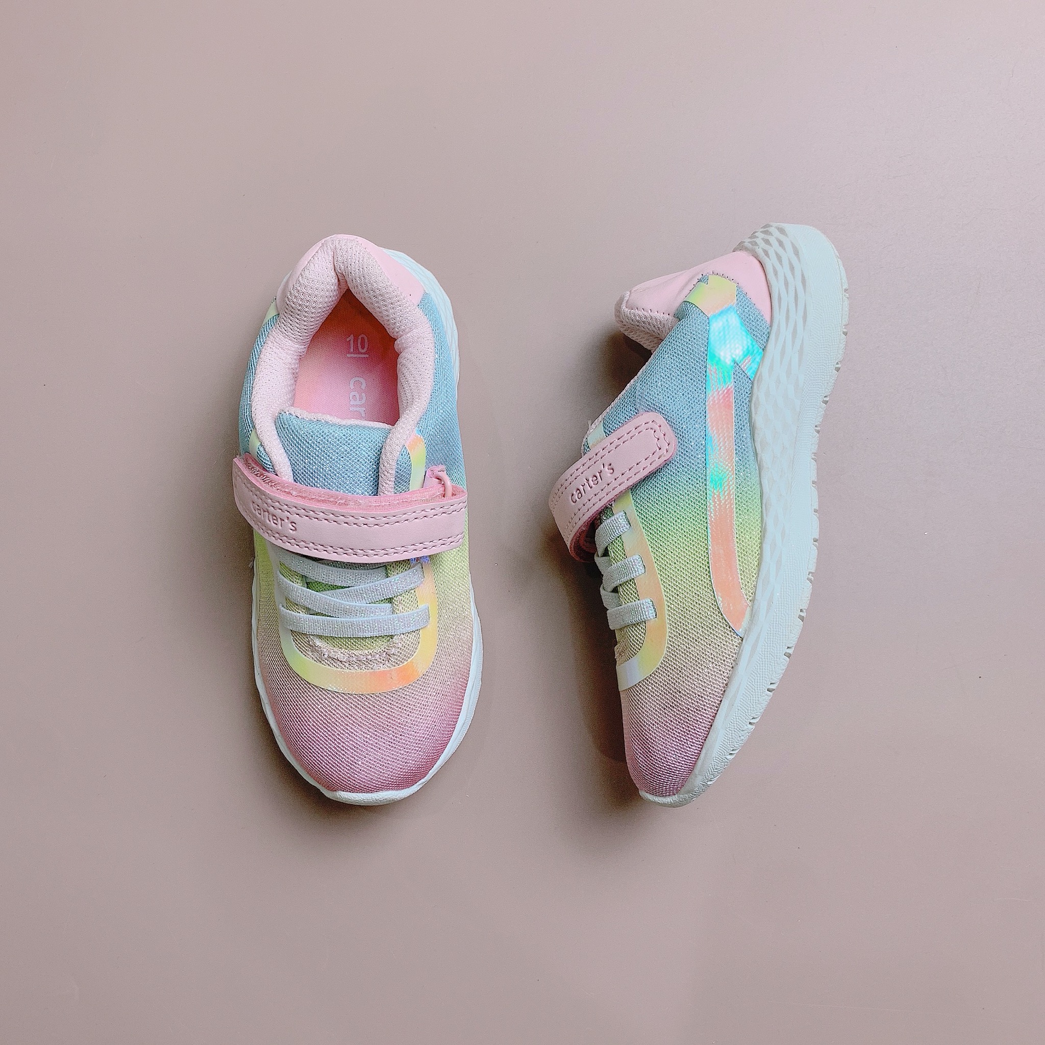 Giày thể thao carters gót phối da trơn hồng/ghi BG size 4-12us