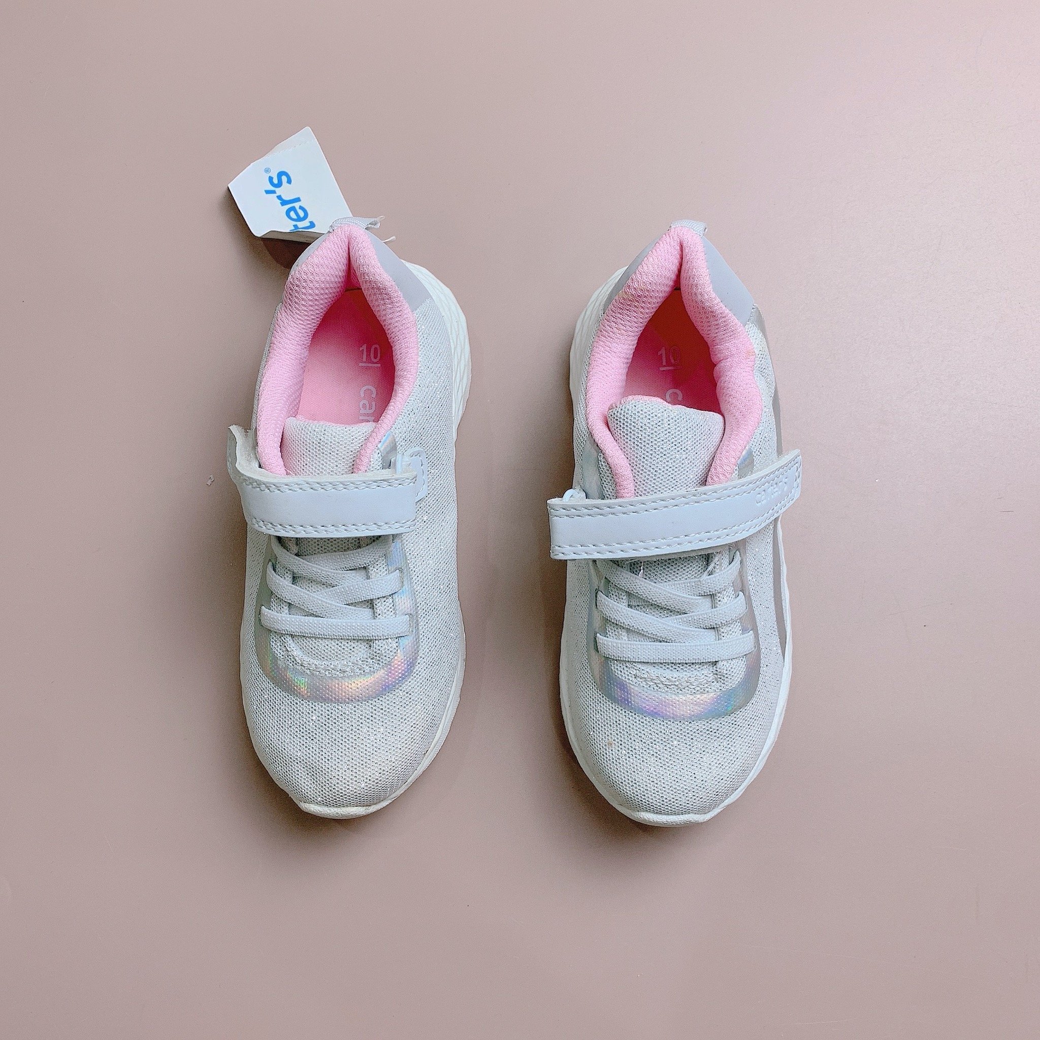 Giày thể thao carters gót phối da trơn hồng/ghi BG size 4-12us
