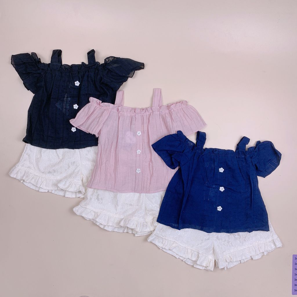 Bộ Lennco áo hai dây + quần ren trắng BG size 1-10y