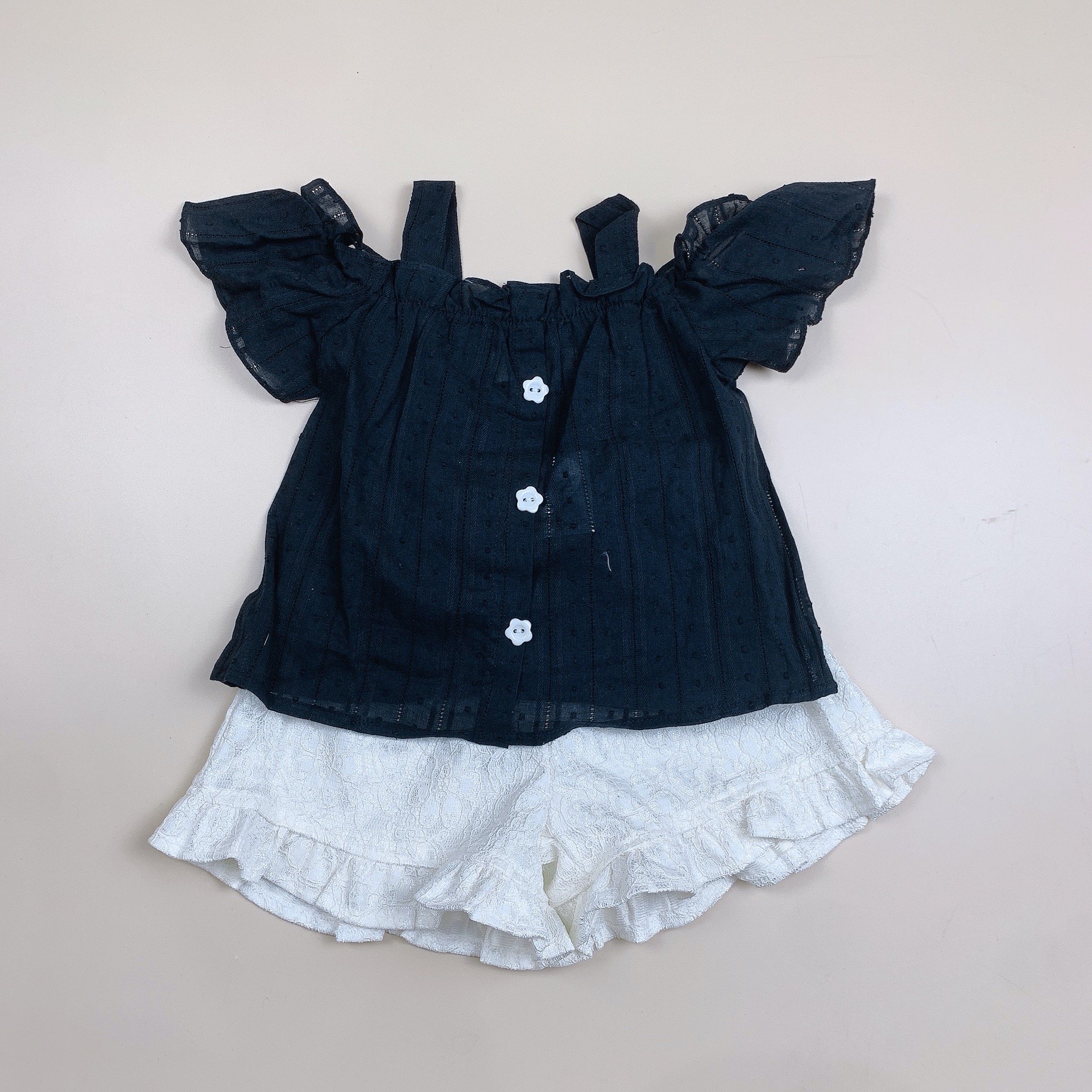 Bộ Lennco áo hai dây + quần ren trắng BG size 1-10y