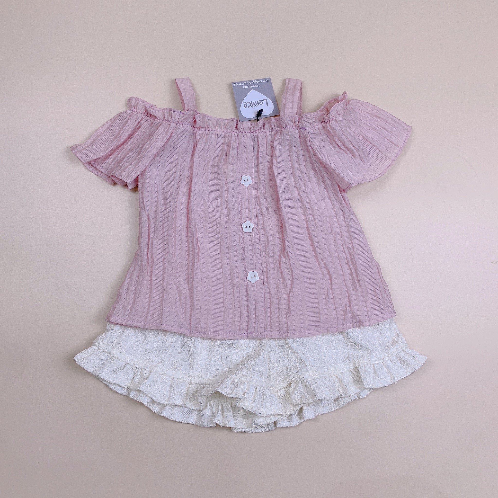 Bộ Lennco áo hai dây + quần ren trắng BG size 1-10y
