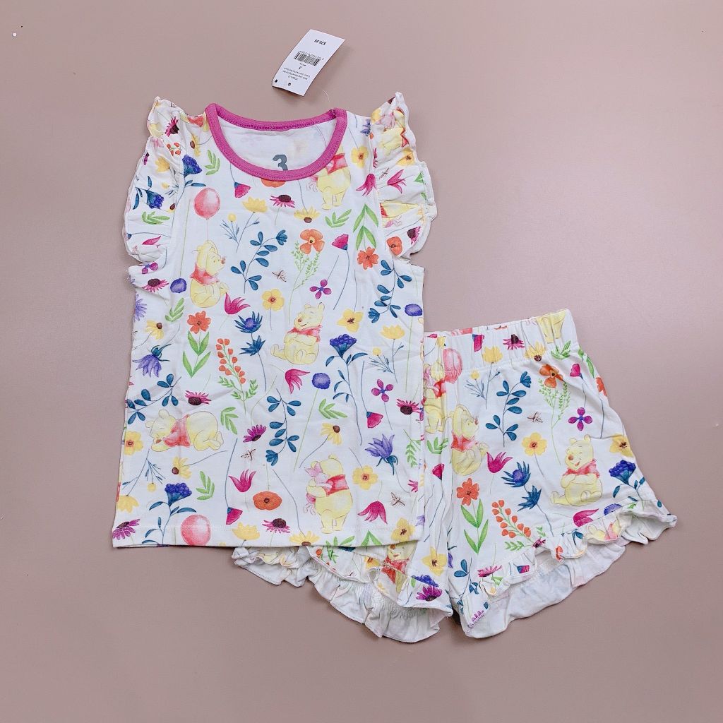 Bộ Cotton On màu trắng HT hoa + gấu Pooh