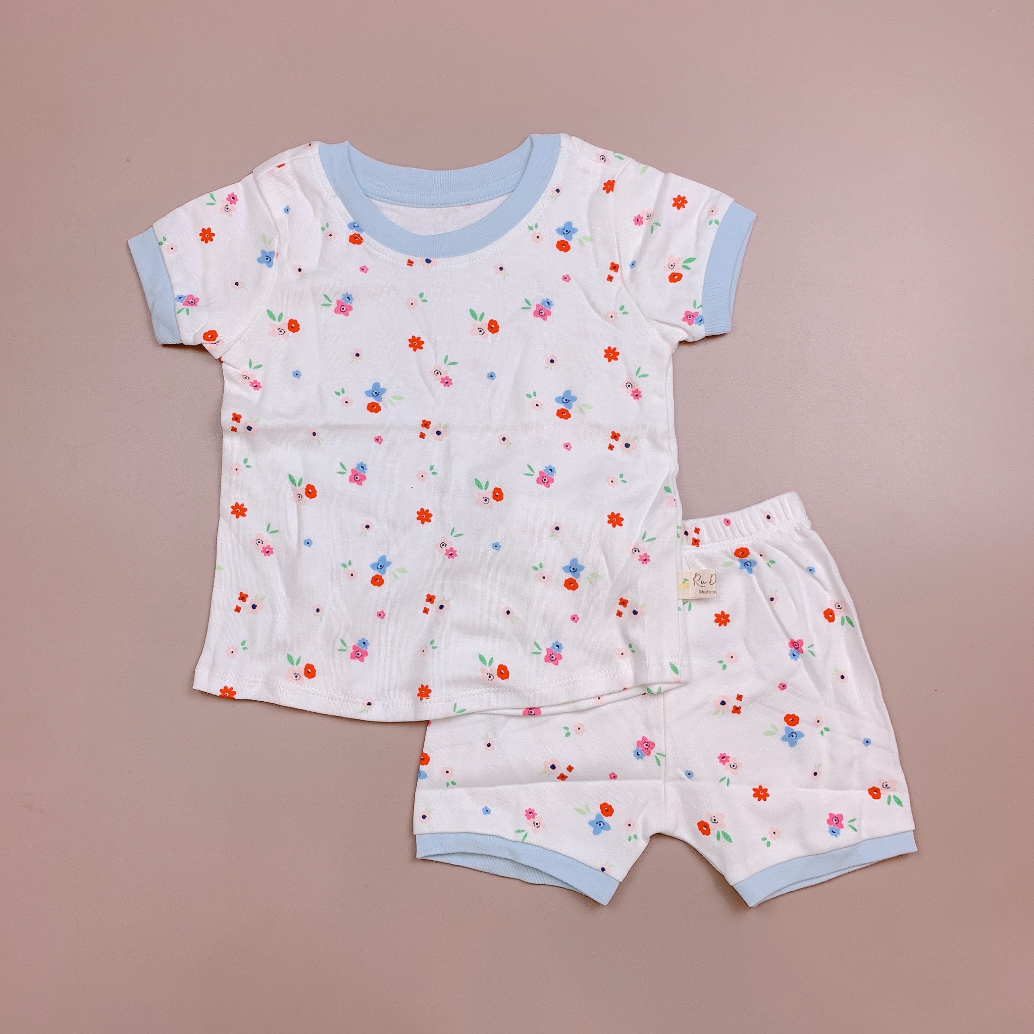 Bộ cotton Ru Design bo viền gấu nhiều màu BG size 2-7y