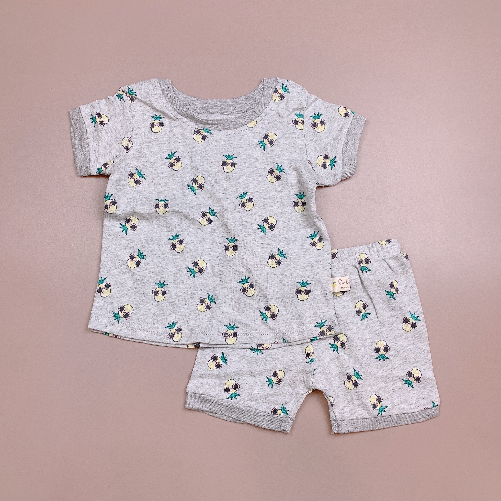 Bộ cotton Ru Design bo viền gấu nhiều màu BG size 2-7y