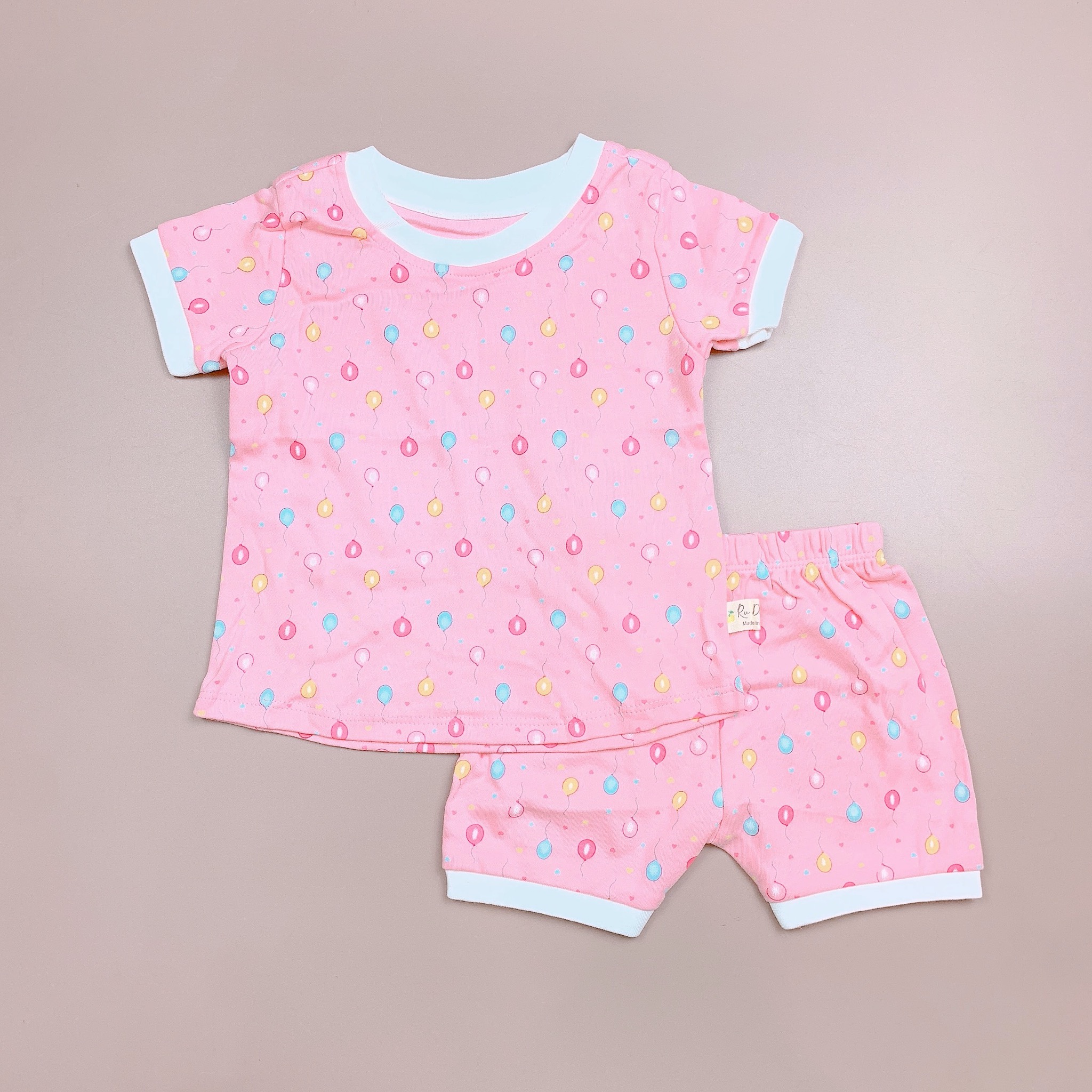 Bộ cotton Ru Design bo viền gấu nhiều màu BG size 2-7y