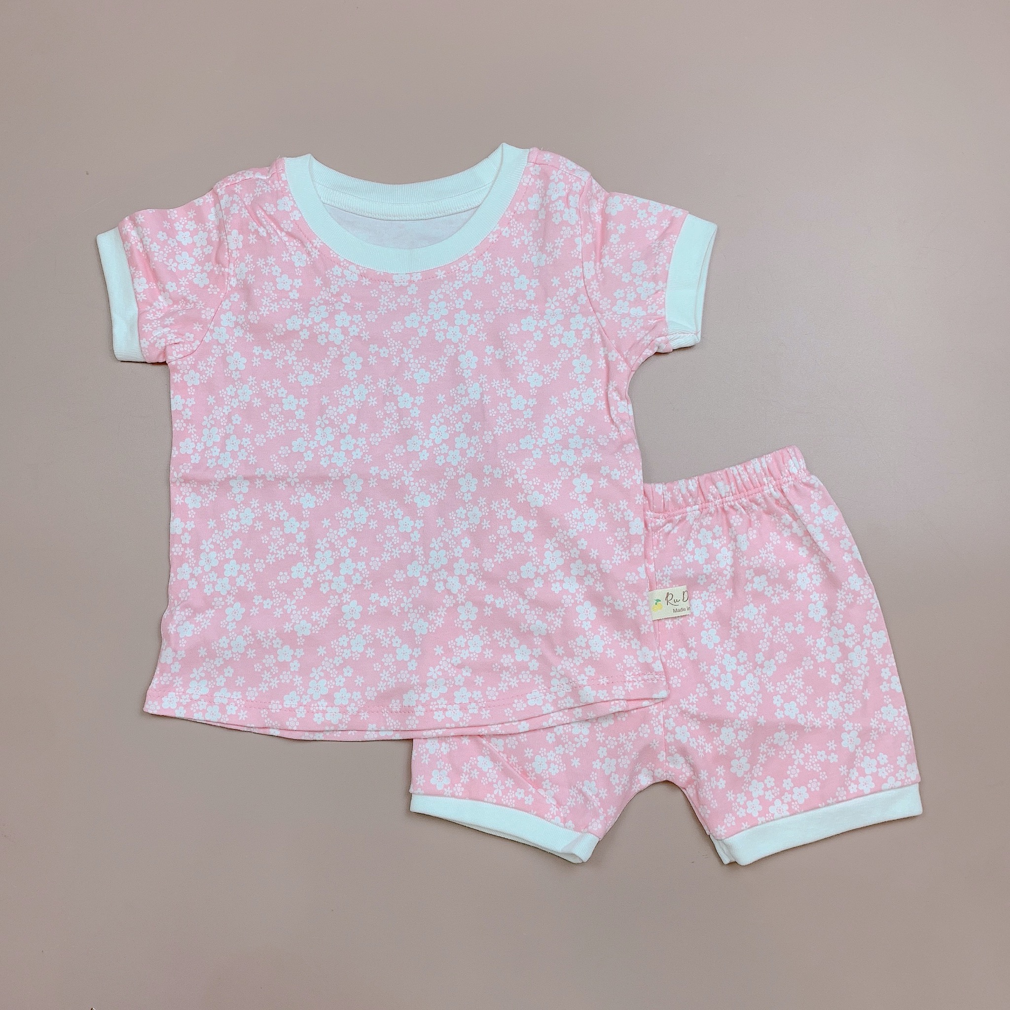 Bộ cotton Ru Design bo viền gấu nhiều màu BG size 2-7y