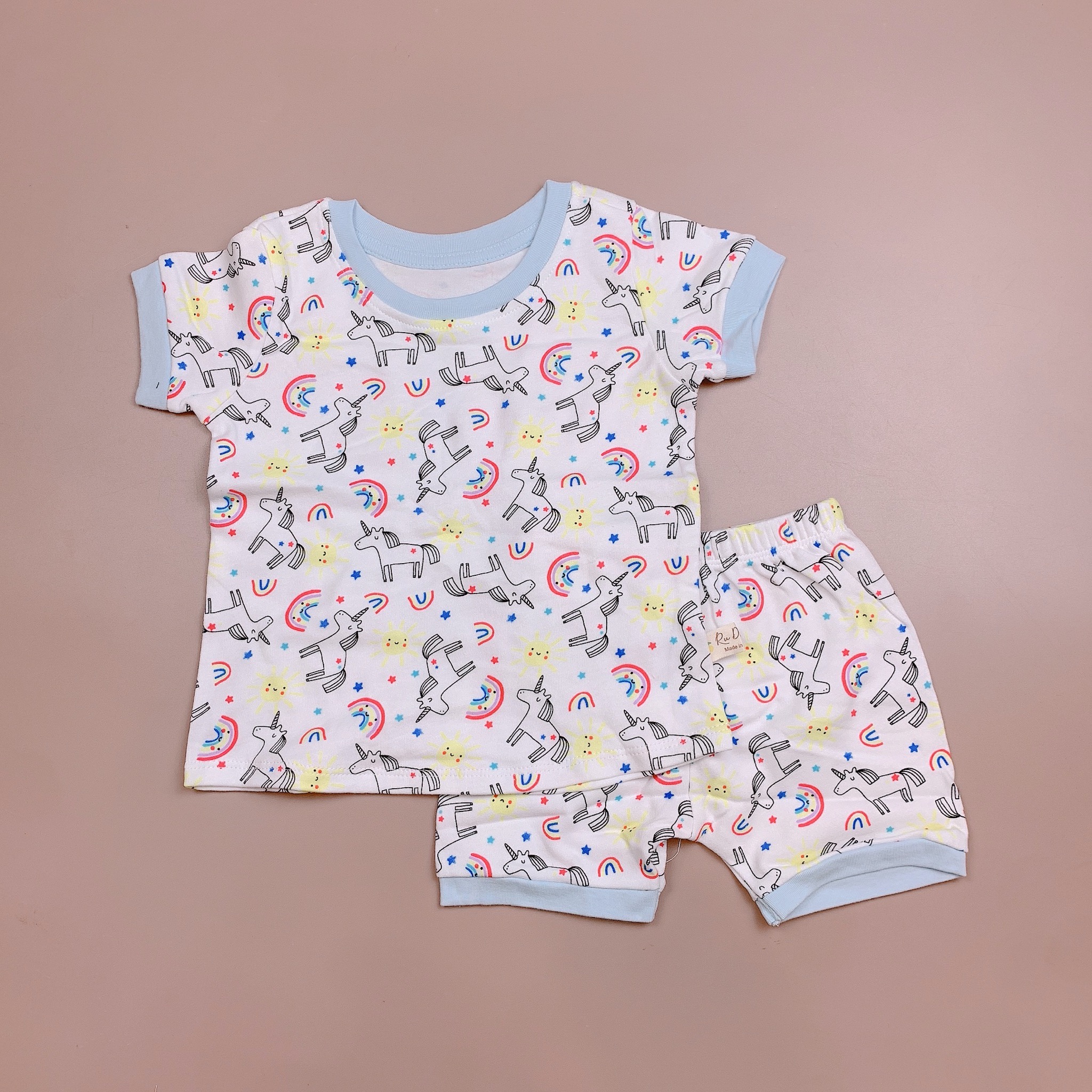 Bộ cotton Ru Design bo viền gấu nhiều màu BG size 2-7y