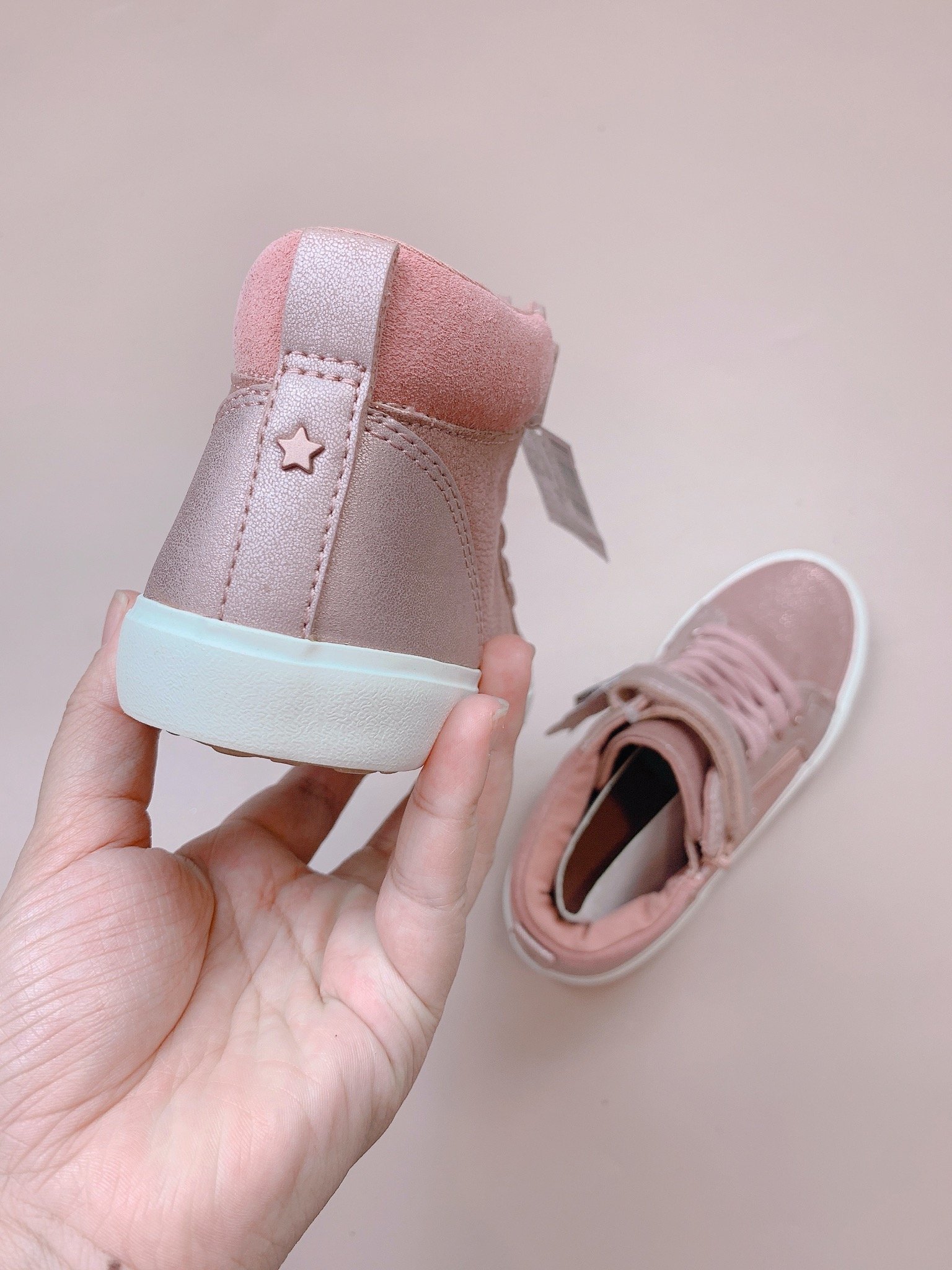 Giày Next hồng nhũ mix da cao cổ BG