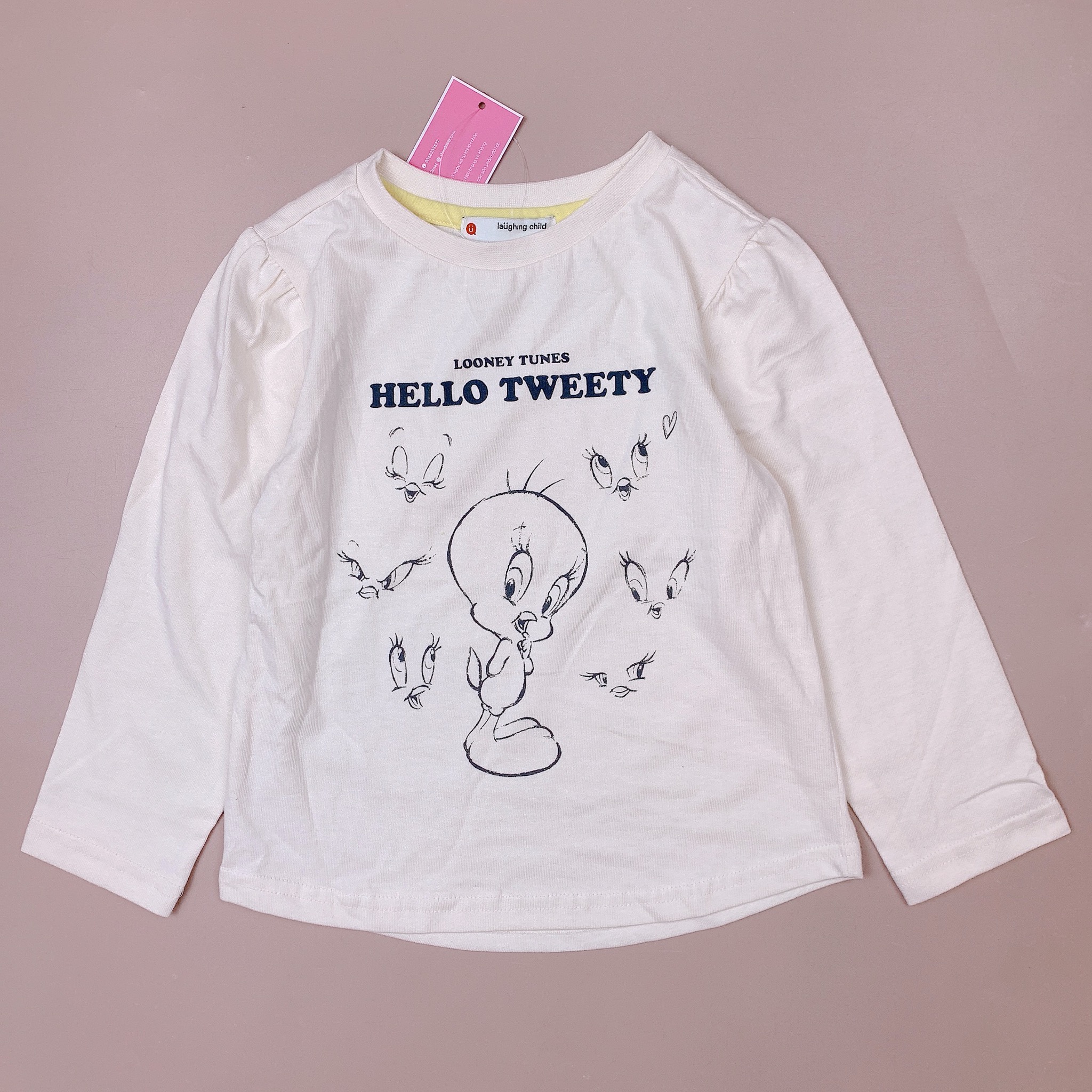 Áo cotton Laughing Child hình vịt 2 màu kem / vàng size 100 - 140