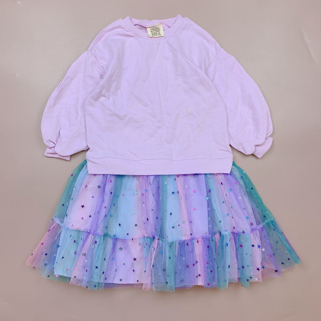 Váy da cá Babidiboo màu tím phối chân voan sao size 110 / 140
