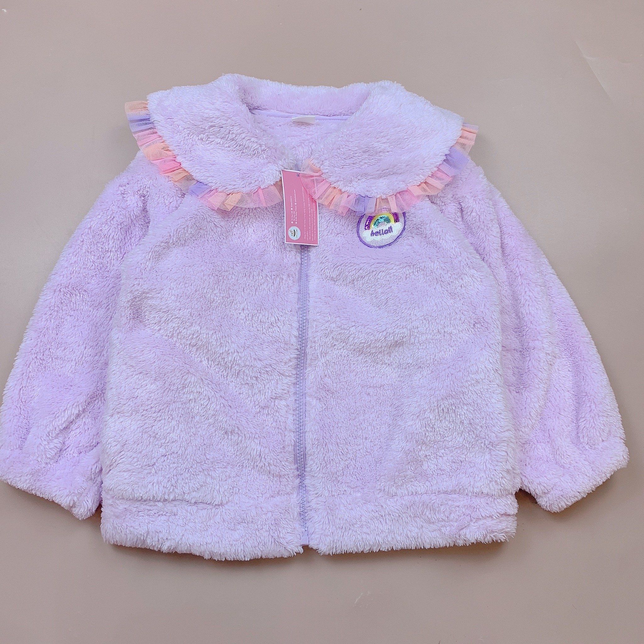 Áo khoác lông Little Bobdog cổ sen bèo màu tím