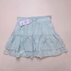 Chân váy voan C & A màu mint hoa nhí size 8 - 12y