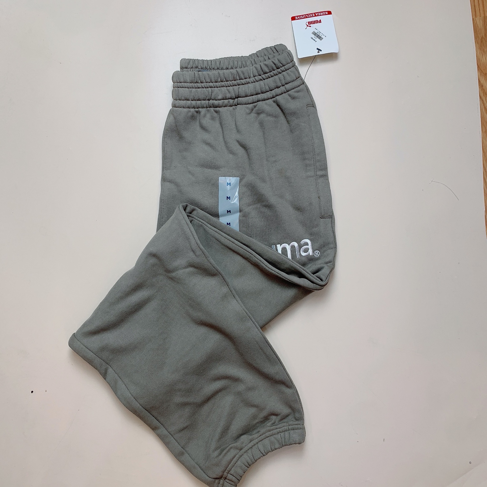 Quần nỉ jogger vải dư thêu chữ Puma cho Bố size M / L