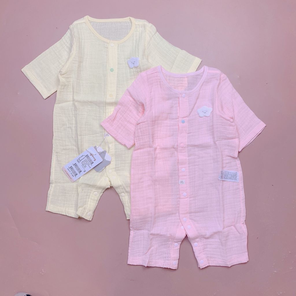 Body Agabang vải xô muslin 2 màu vàng/hồng BTBG