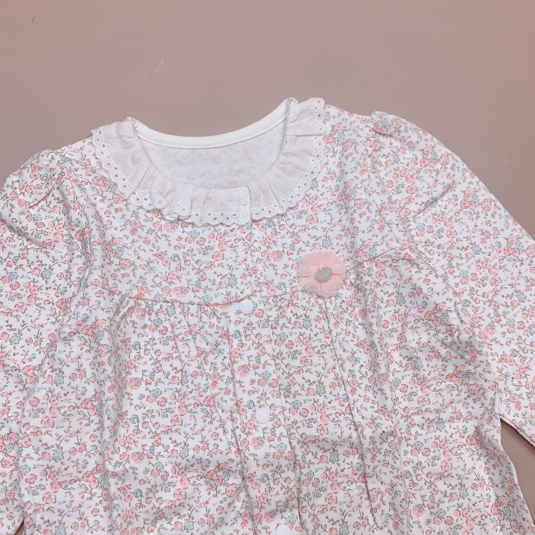 Body cotton Agabang hoa nhí hồng xanh size 80
