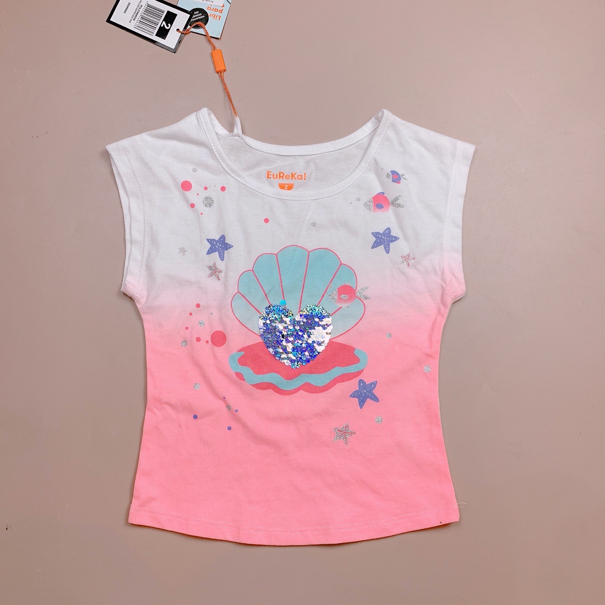 Áo cotton Eureka tay hến kim sa nhiều hình BG size 2 - 8y