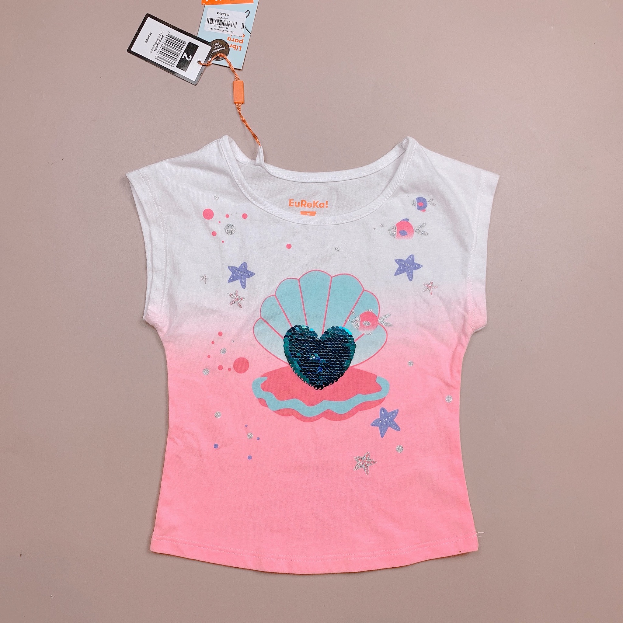 Áo cotton Eureka tay hến kim sa nhiều hình BG size 2 - 8y