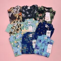 Áo sơ mi thô đũi, lanh Piping Hot dư xịn hoa lá summer BT size 1-16y