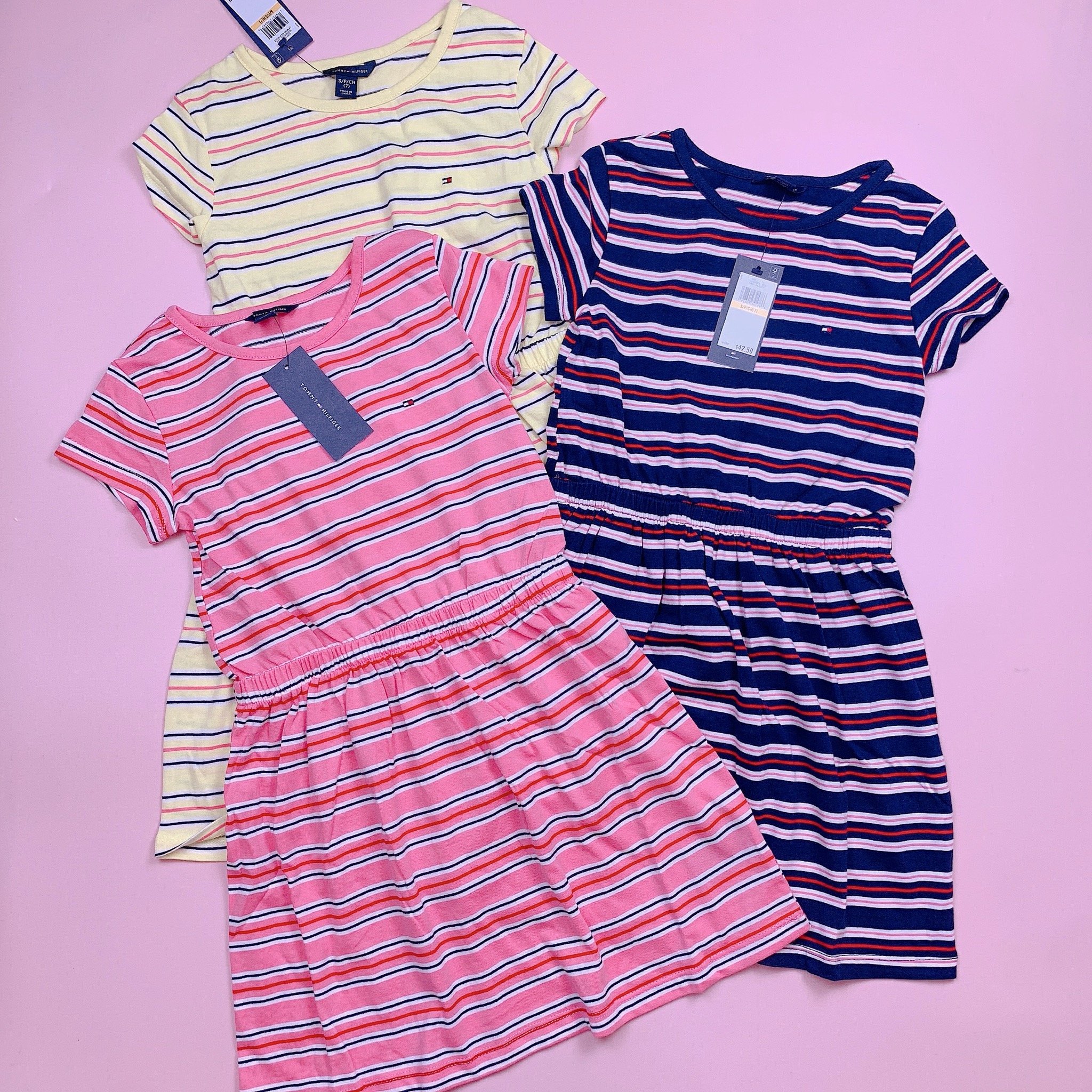 Váy cotton T.M dư xịn kẻ ngang nhiều màu BG size 7-16y