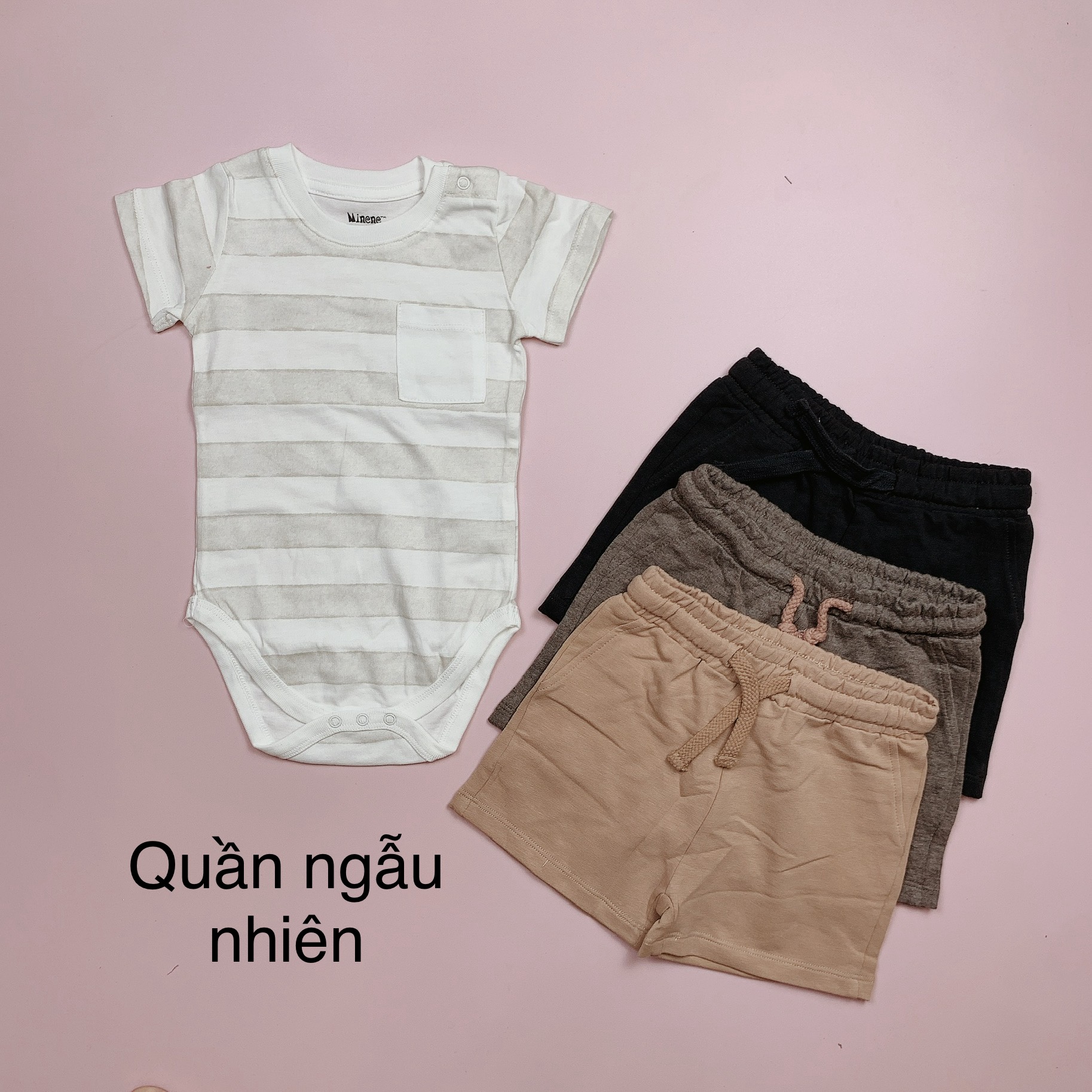 Set body + quần Minene dư xịn nhiều màu BT size 6-24m (quần ngẫu nhiên)