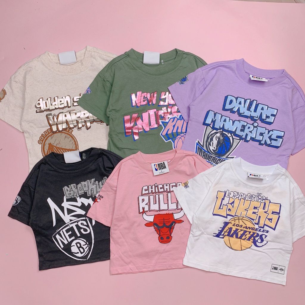 Dáng Croptop - Áo cotton NBA nhiều màu BG size 2-10y