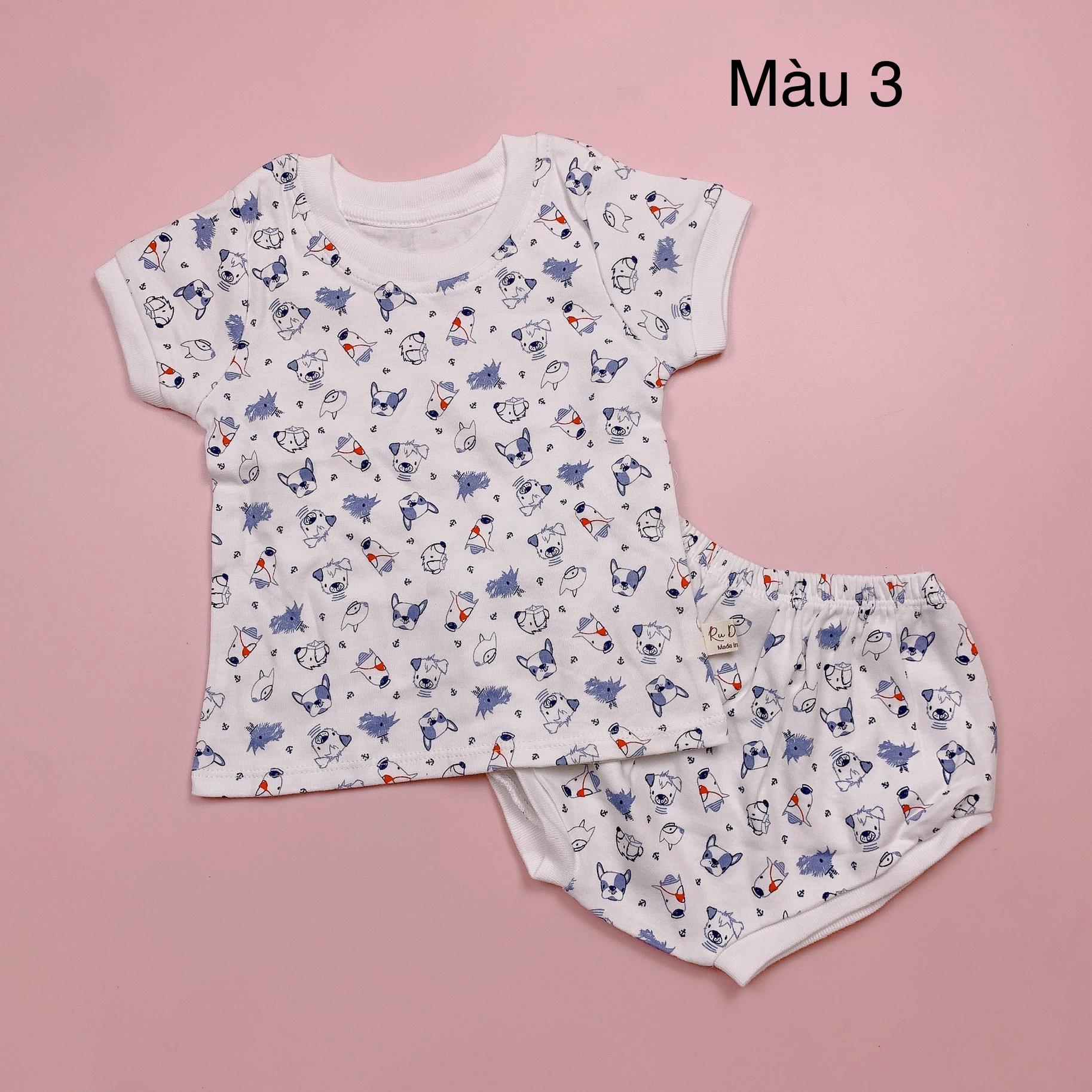 Bộ cotton Ru Design nhiều màu BT quần tam giác size 1-5y