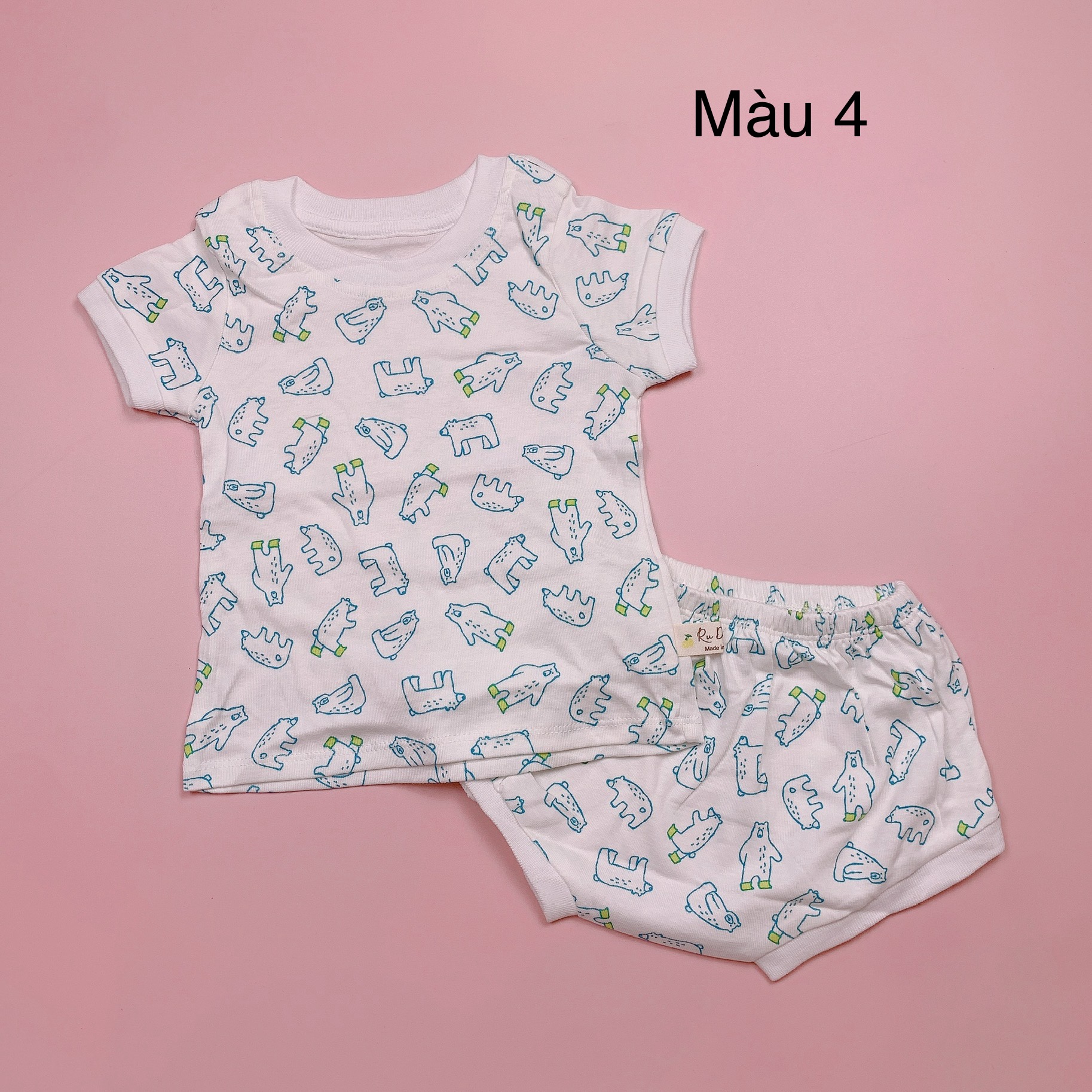 Bộ cotton Ru Design nhiều màu BT quần tam giác size 1-5y