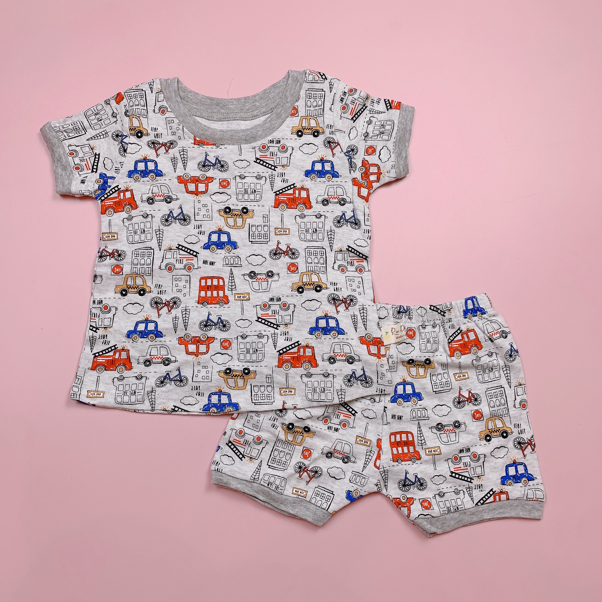 Bộ cotton Ru Design bo gấu nhiều màu BT size 2-7y