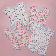 Bộ cotton Ru Design bo gấu nhiều màu BG size 2-7y