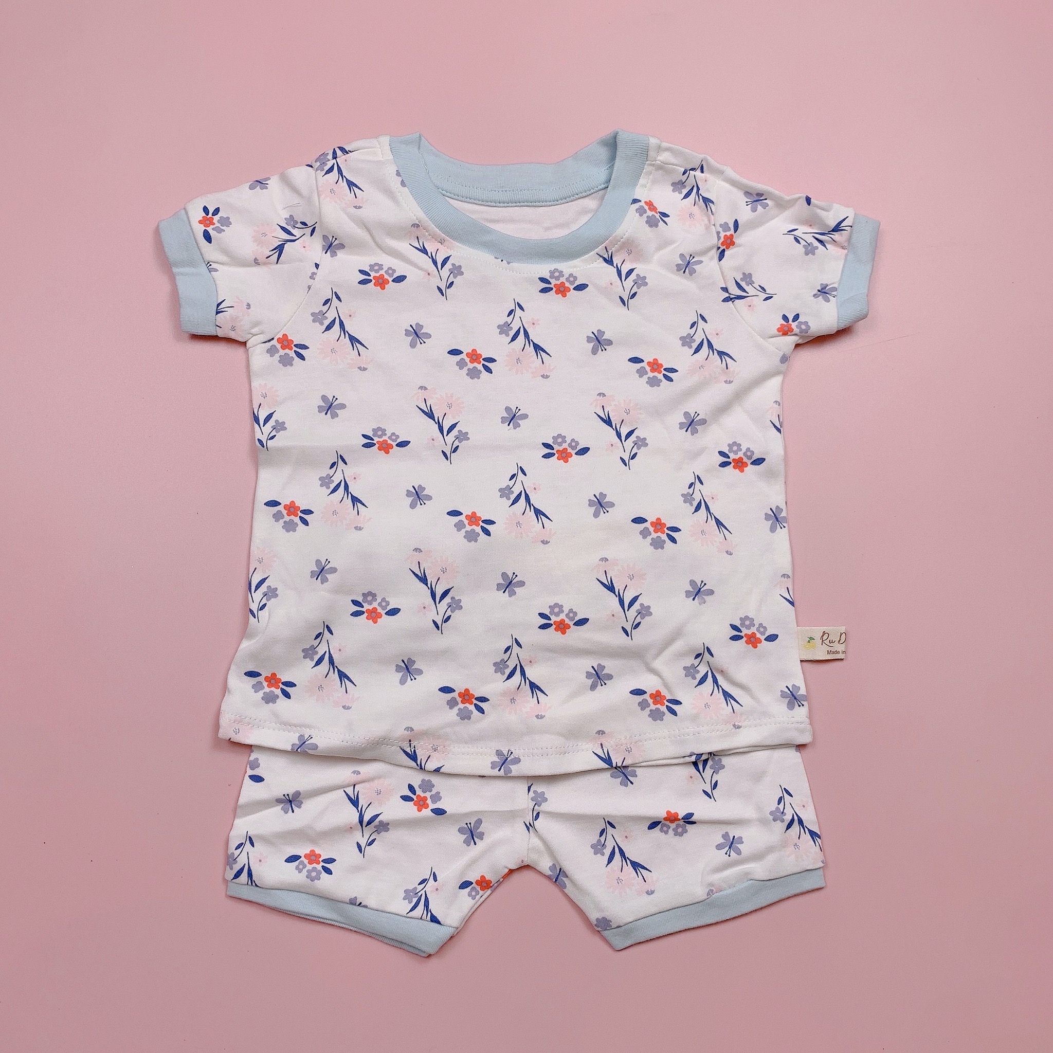 Bộ cotton Ru Design bo gấu nhiều màu BG size 2-7y