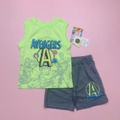 Bộ cotton sát nách Marvel màu xanh cốm Avengers size 2-5y