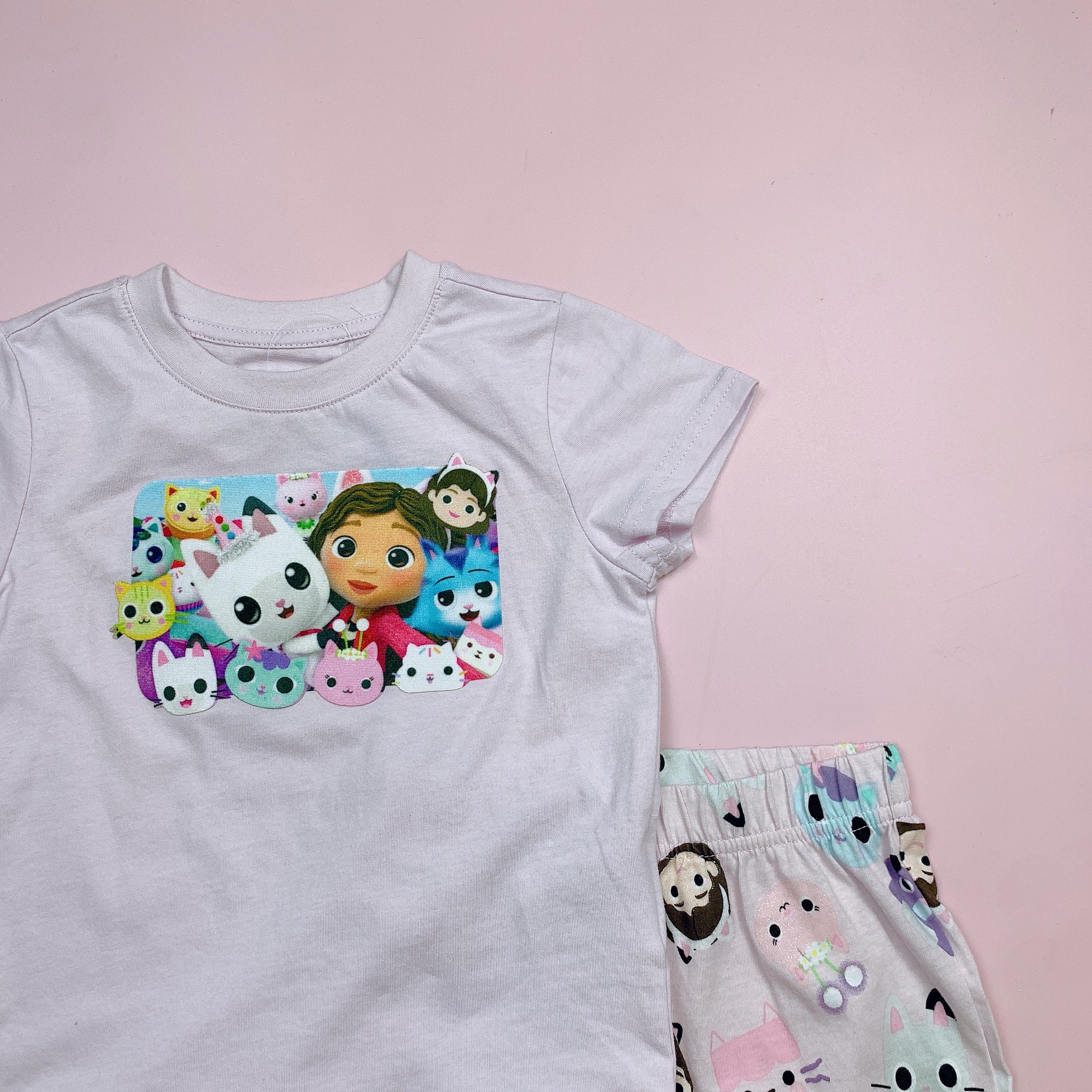 Bộ cotton Delta màu hồng tím hoạ tiết mèo BG size 2-10y