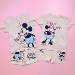 Bộ cotton Delta Mickey Minnie màu be BTBG size 2-16y