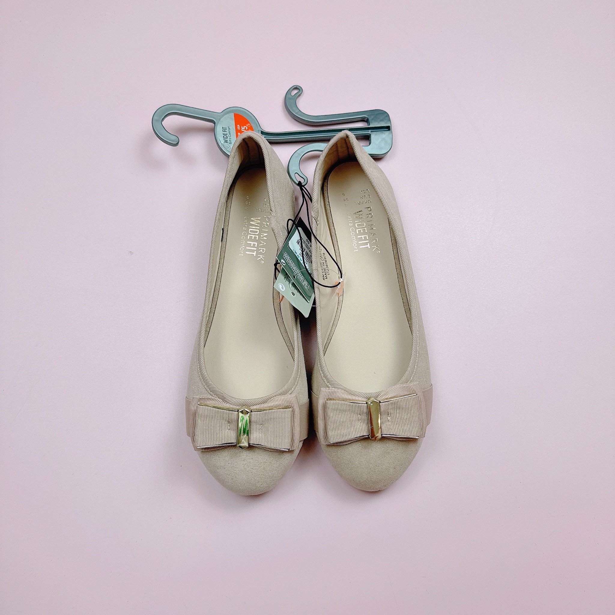 Giày búp bê Primark màu hồng nude đính nơ size 36 - 41