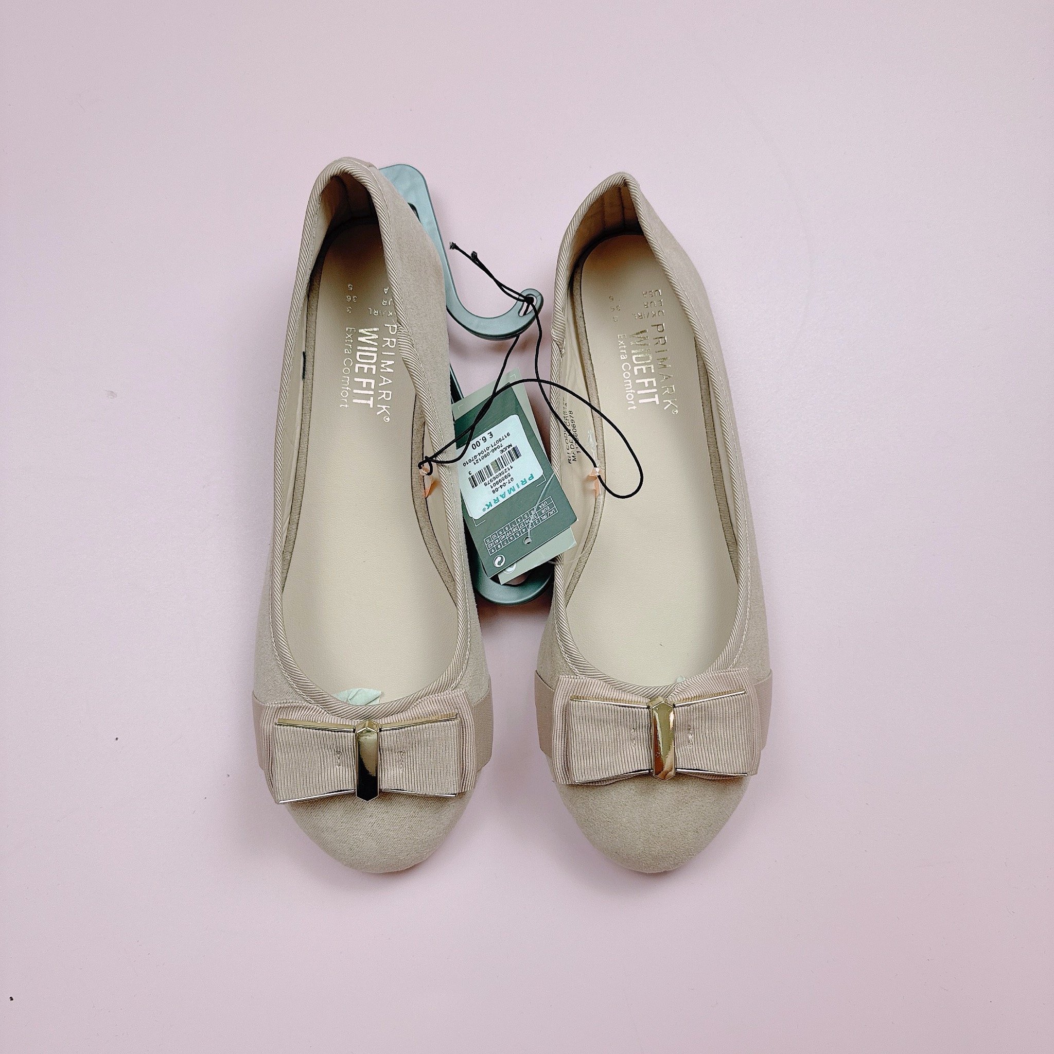 Giày búp bê Primark màu hồng nude đính nơ size 36 - 41