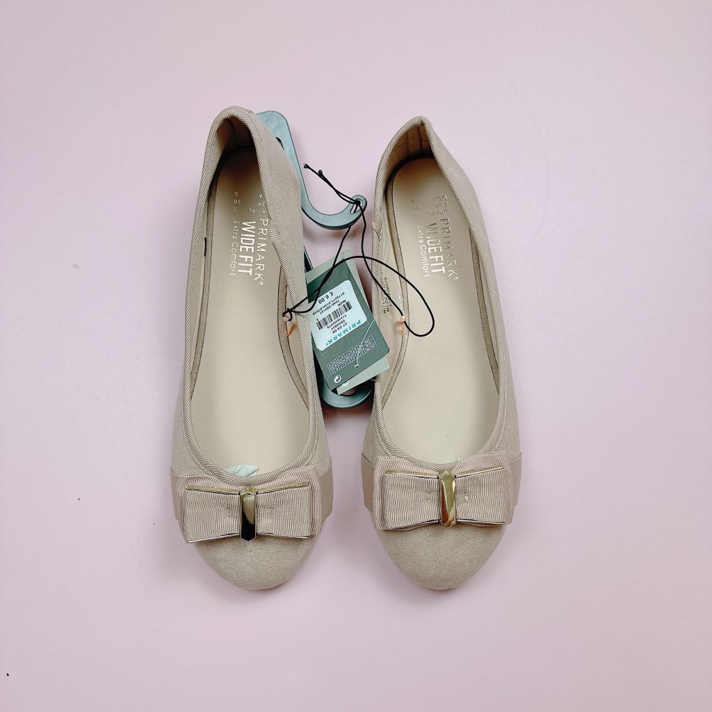 Giày búp bê Primark màu hồng nude đính nơ size 36 - 41