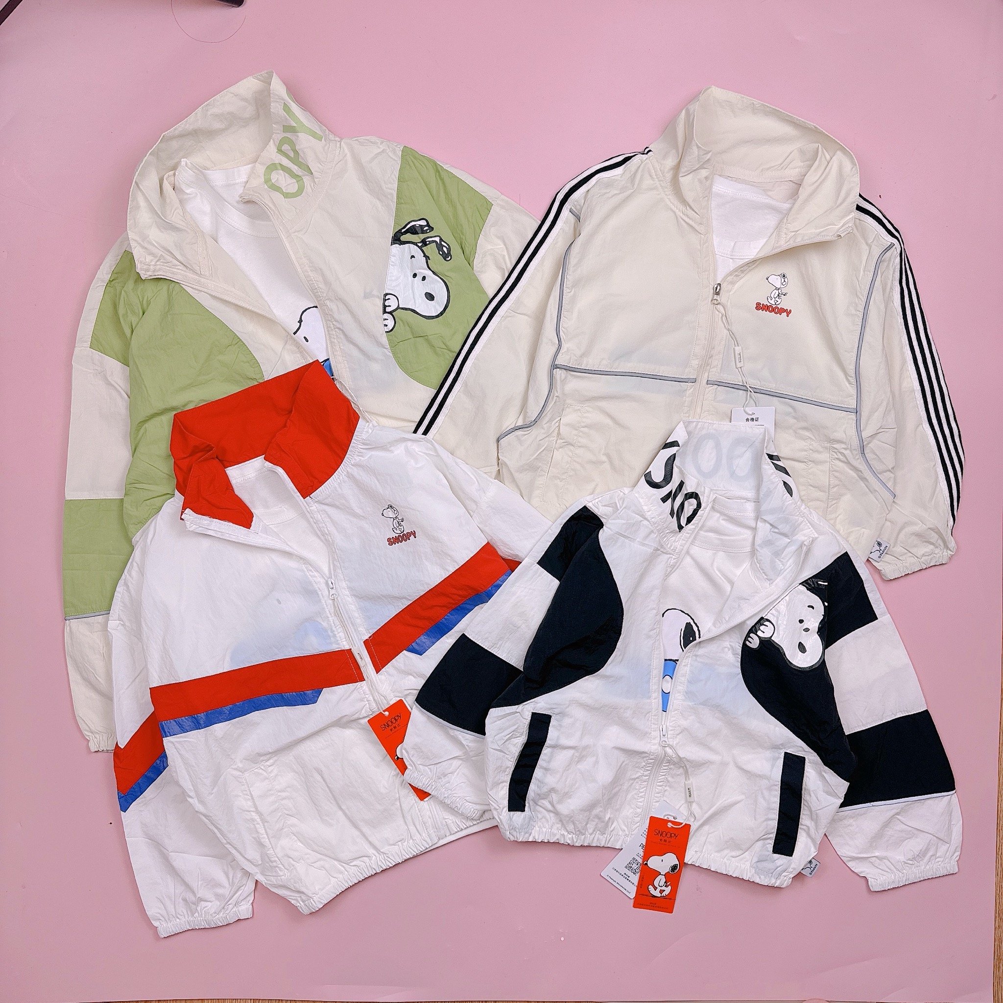 Set 2ct Snoopy áo cotton cộc tay + áo khoác gió BT size 90-150