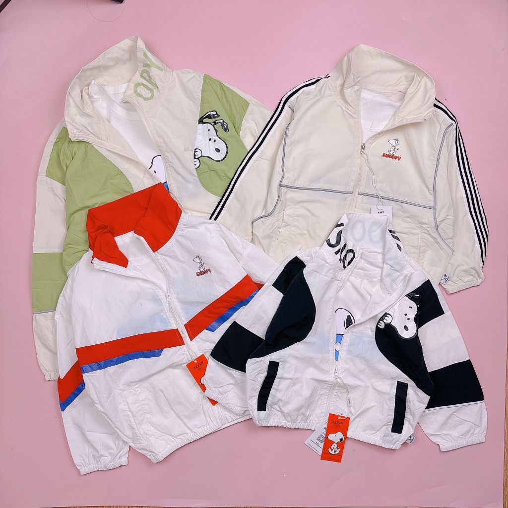 Set 2ct Snoopy áo cotton cộc tay + áo khoác gió BT size 90-150